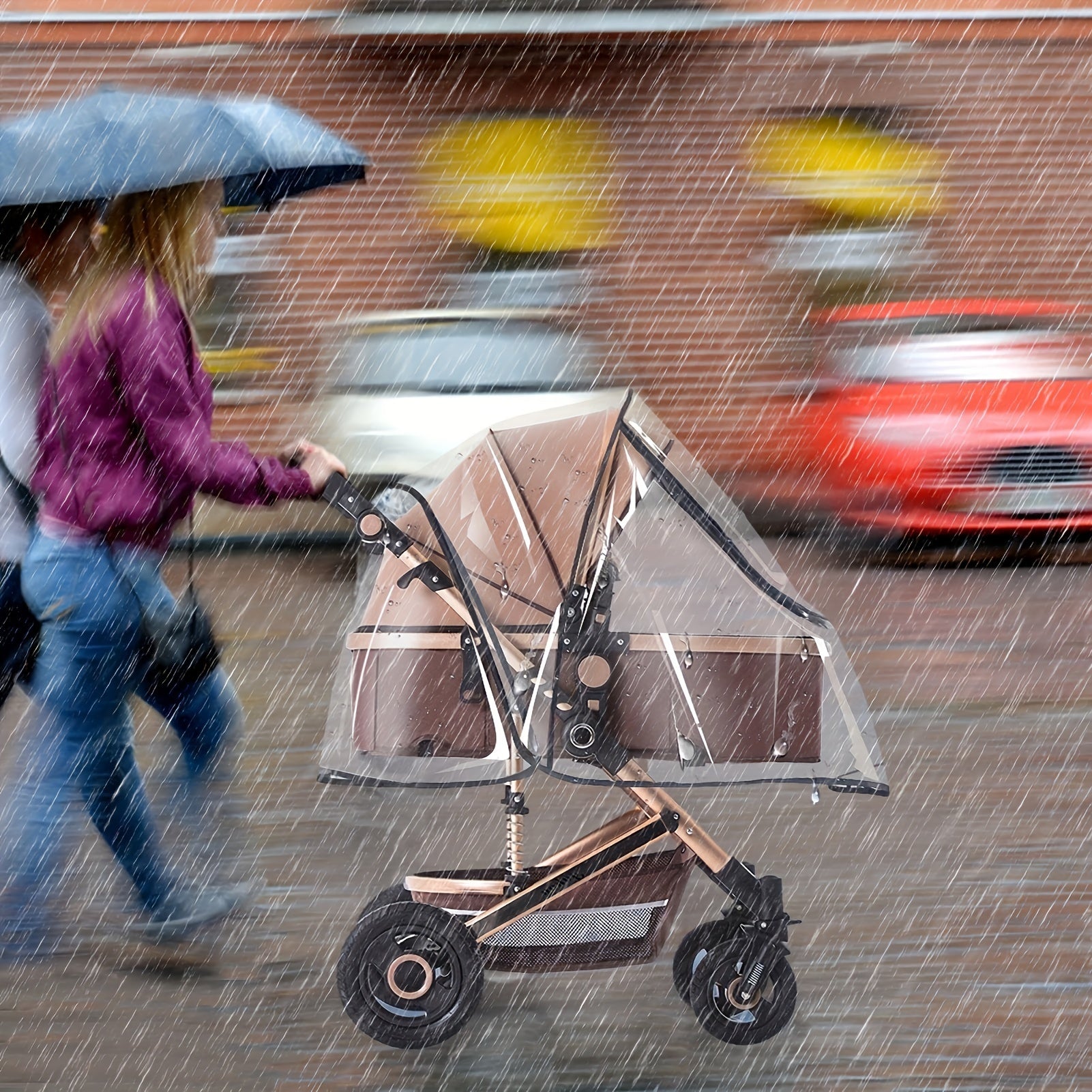 Bamboo Stroller Rain Cover with Transparent Shield for All-Weather Protection