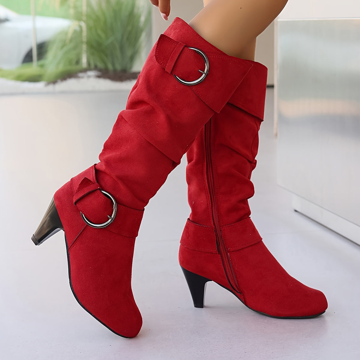Women's Over-the-Knee Faux Fur Long Boots With High Heels