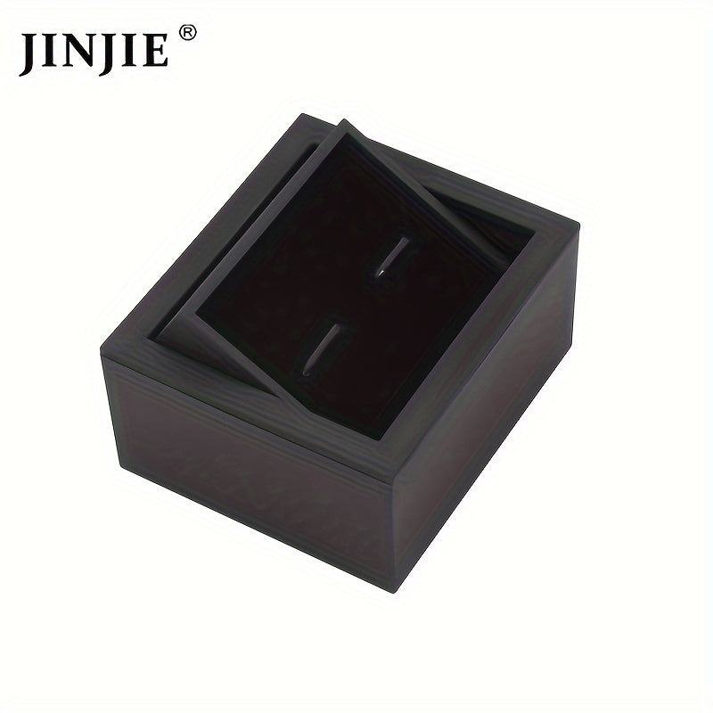 Black Velvet Cufflink Gift Box with Flip Mirror and Desktop Stand