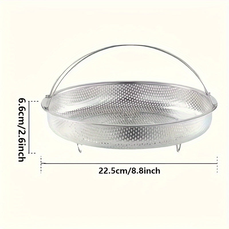 Stainless Steel Drain Basket with Handle for Vegetables, Steaming, and Separation