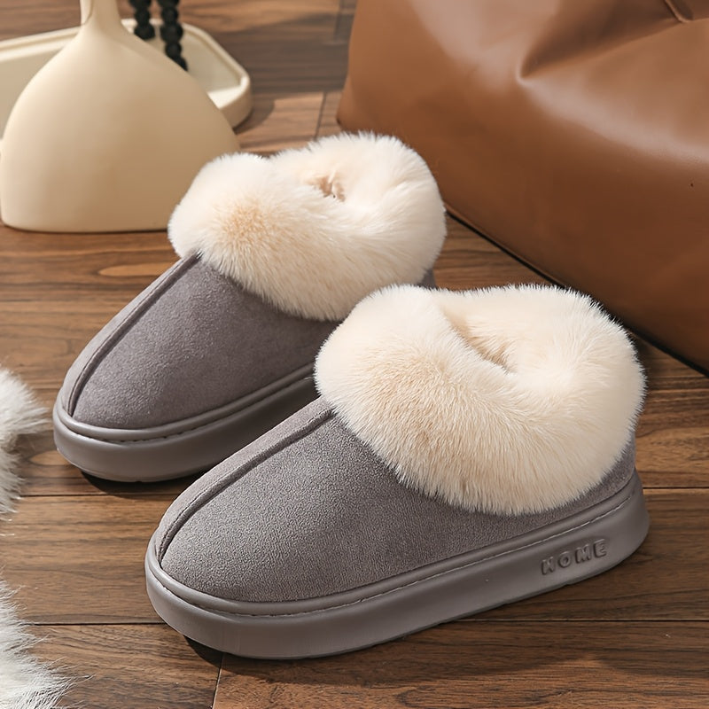 Women's Solid Color Home Shoes Comfortable Non-Slip Warm Indoor Slippers