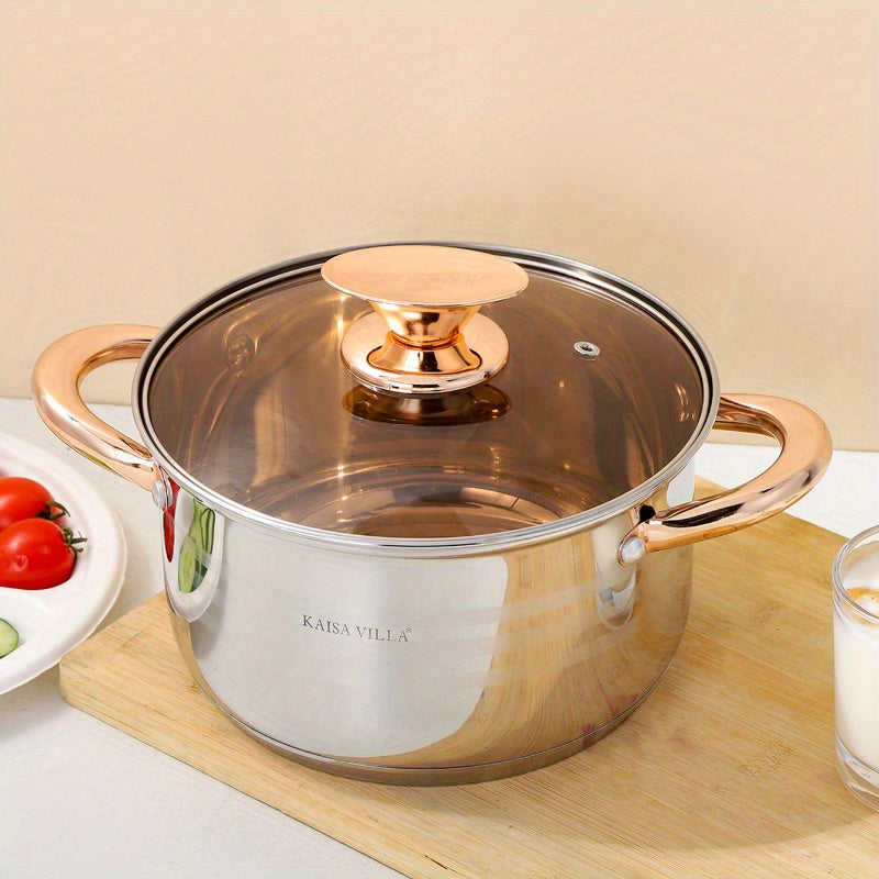 Stainless Steel Small Soup Pot with Double Handles for Stews Noodles Porridge