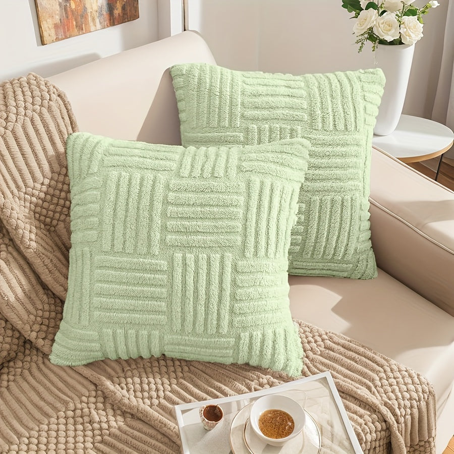 Boho Stripe Decorative Pillow Covers for Couch and Bed Set of 2 High-Quality Farmhouse Style