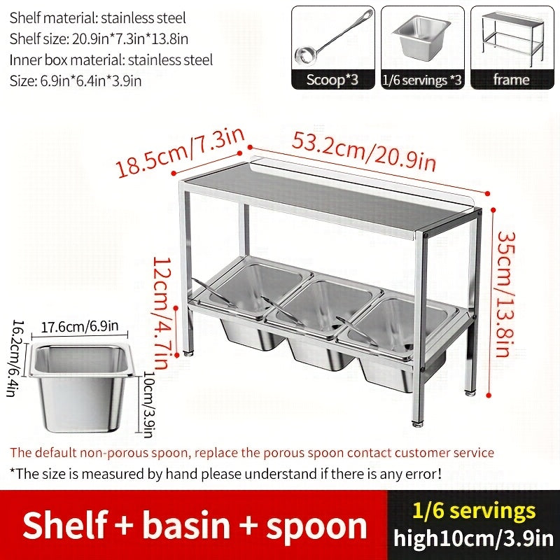 Stainless Steel 3-Tier Kitchen Organizer with Lids for Spices Fruits Storage