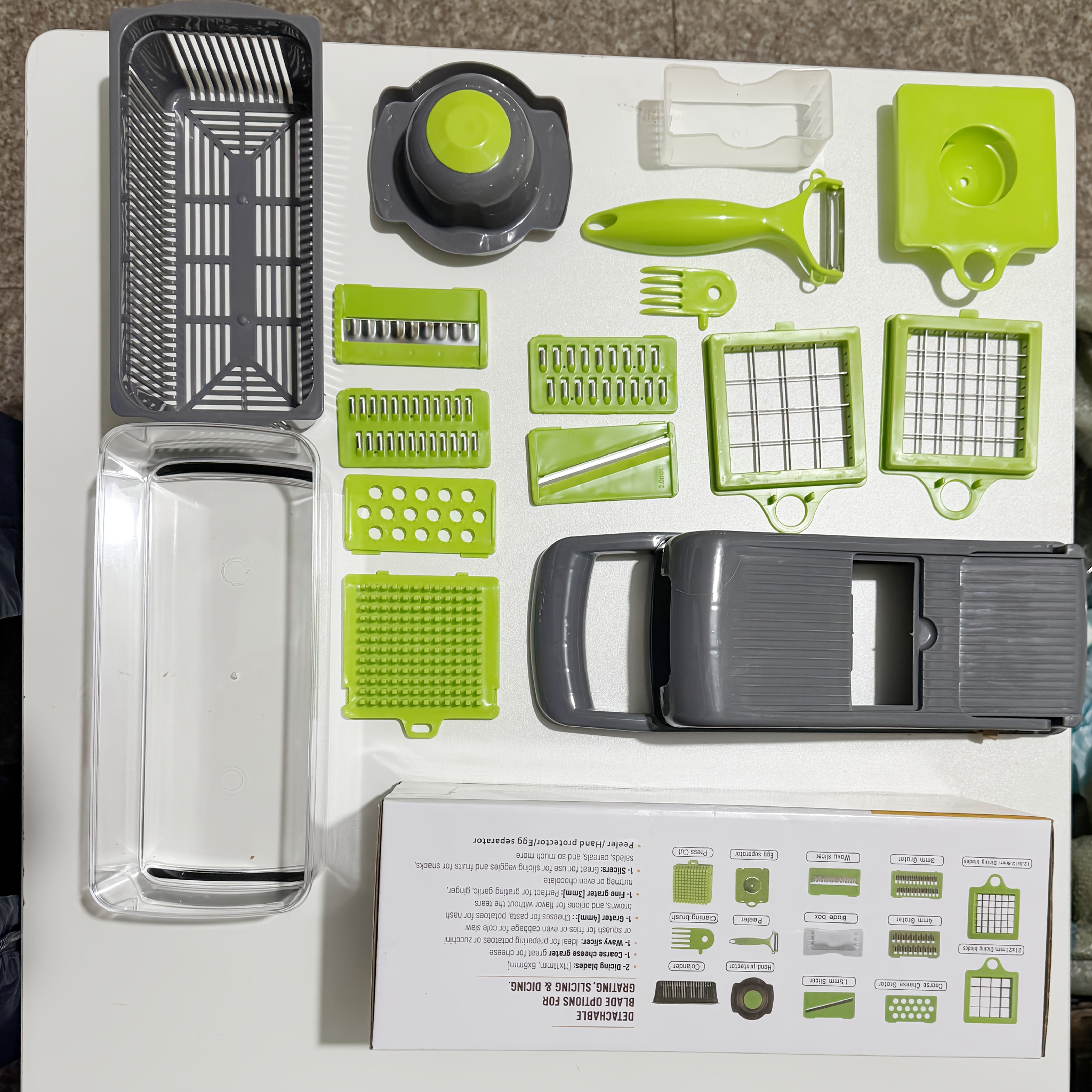 Set of 16 Interchangeable Blades for Vegetable Slicing Dicing Shredding