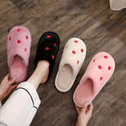 Zapatillas de felpa con patrón de corazón para mujer, calzado casual para interiores, suela de EVA antideslizante