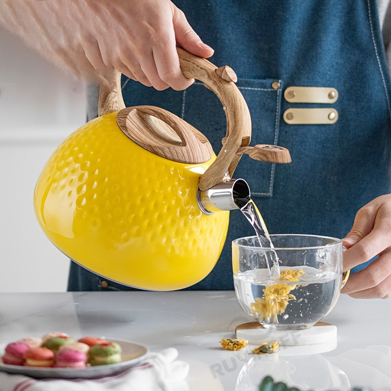 Stainless Steel Whistling Tea Kettle 3L Capacity Rustic Hammered Finish Kitchen