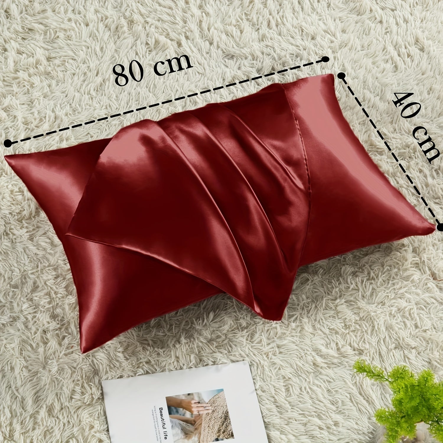 Luxurious Satin Pillowcases Solid Color Zipper Closure Skin-Friendly Hair-Protective