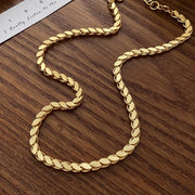Gold-Plated Wheat Chain Necklace for Women Hip-Hop Style Stainless Steel
