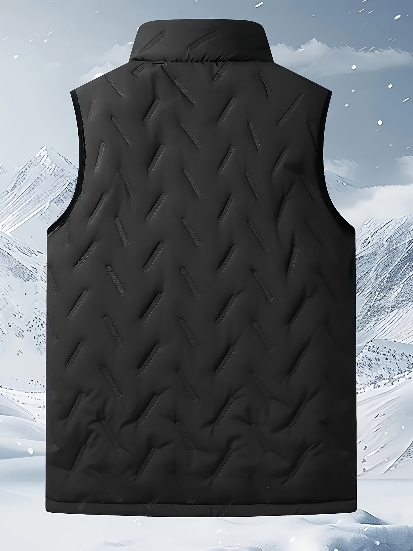 Men's Sleeveless Vest Polyester Stand Collar Solid Casual Fall Winter Outdoor