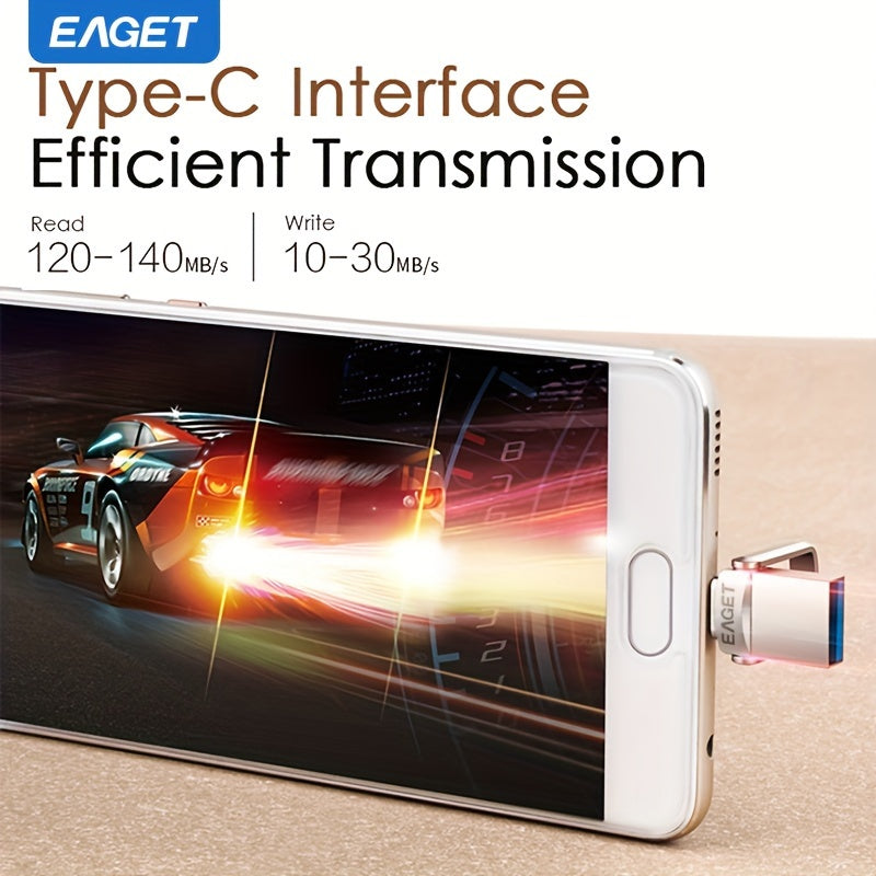 EAGET Yuqori Tezlikdagi Mini USB-C Flesh Drayv - 32GB/64GB/128GB, Turli qurilmalar uchun Ikki OTG va USB Type-C Xotira Stick.