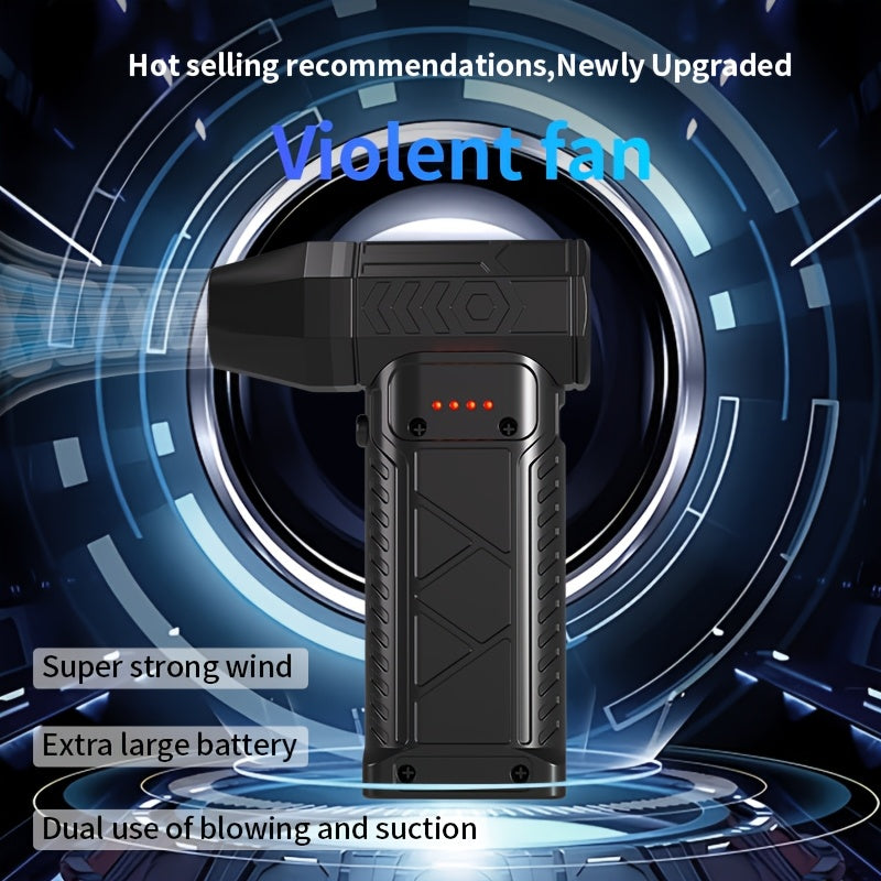 Portable Dual-Function Fan with 150,000 RPM for Outdoor Tasks USB Rechargeable
