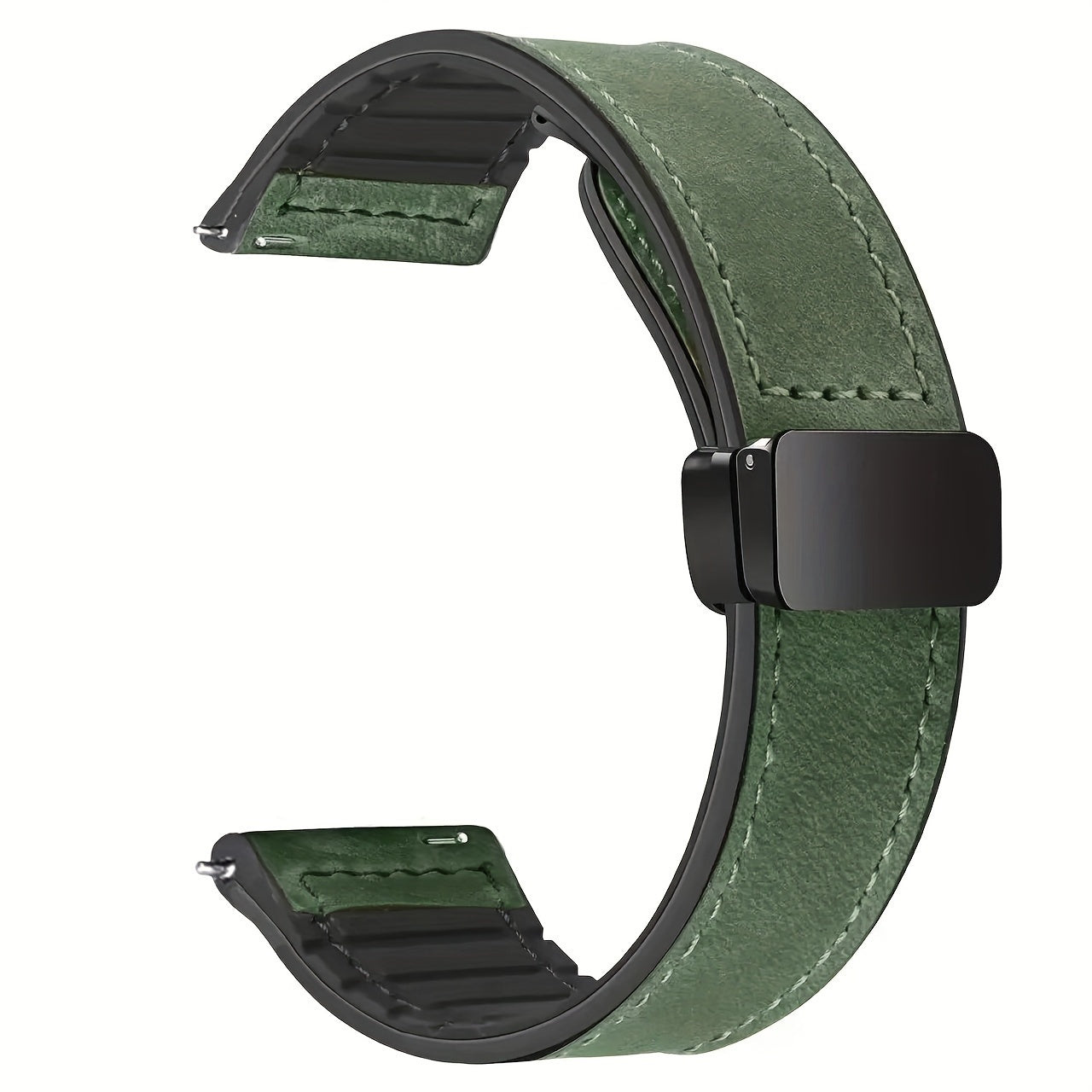 Silicone Smart Watch Band 20mm 22mm Magnetic Clasp Textured Brown Orange-Red