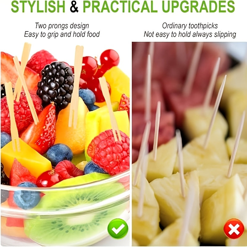 Set of 50/80/160/300 Mini Bamboo Forks Wooden Appetizer Picks for Charcuterie Boards and Party Food