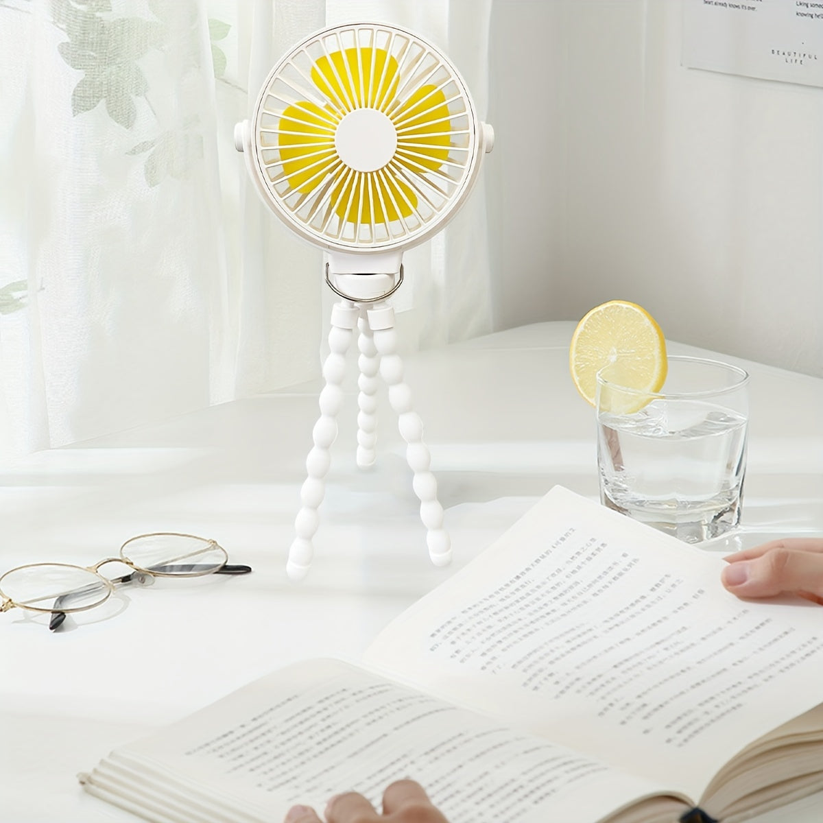 Mini Clip-On USB Fan with Flexible Legs Rechargeable Portable Personal Stroller Fan
