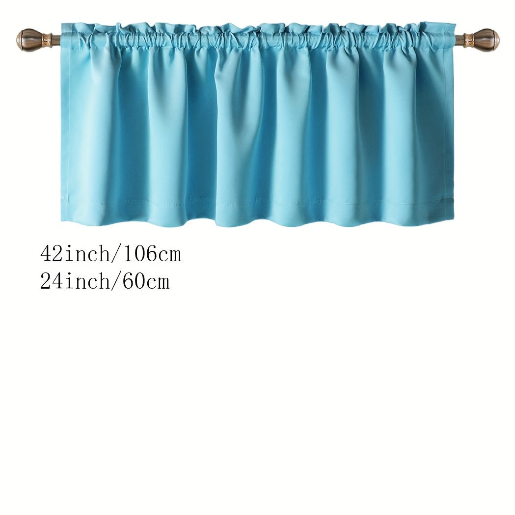 Blackout Insulated Rod Pocket Window Valance for Kitchen Black