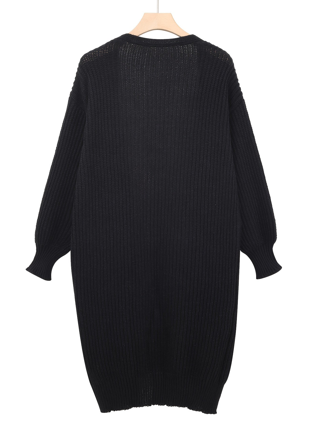 Plus Size Women's Open Front Cardigan Long Sleeve Pockets Fall Winter Fashion