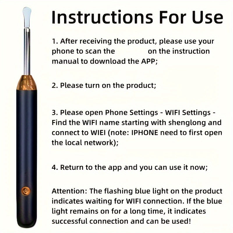 Ear Wax Removal Kit with Camera Light and 6 Ear Spoons, 8-Piece Ear Care Set