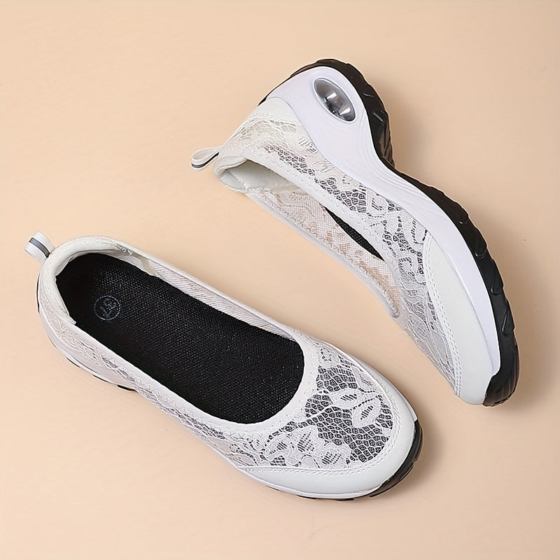 Unisex Breathable Slip-On Hiking Shoes White Non-Slip Rubber Sole