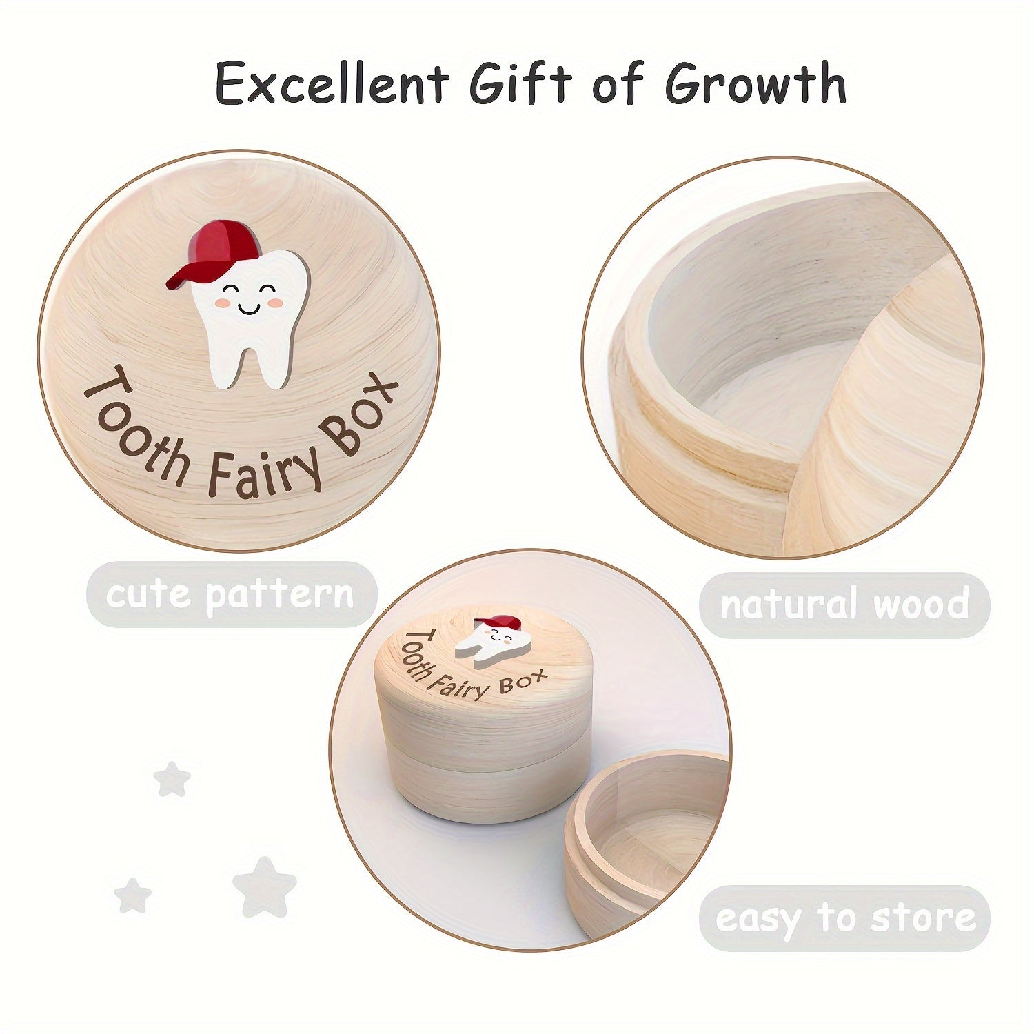 Wooden Tooth Fairy Box for Kids with Engraving Sake Keeper Nursery Decor