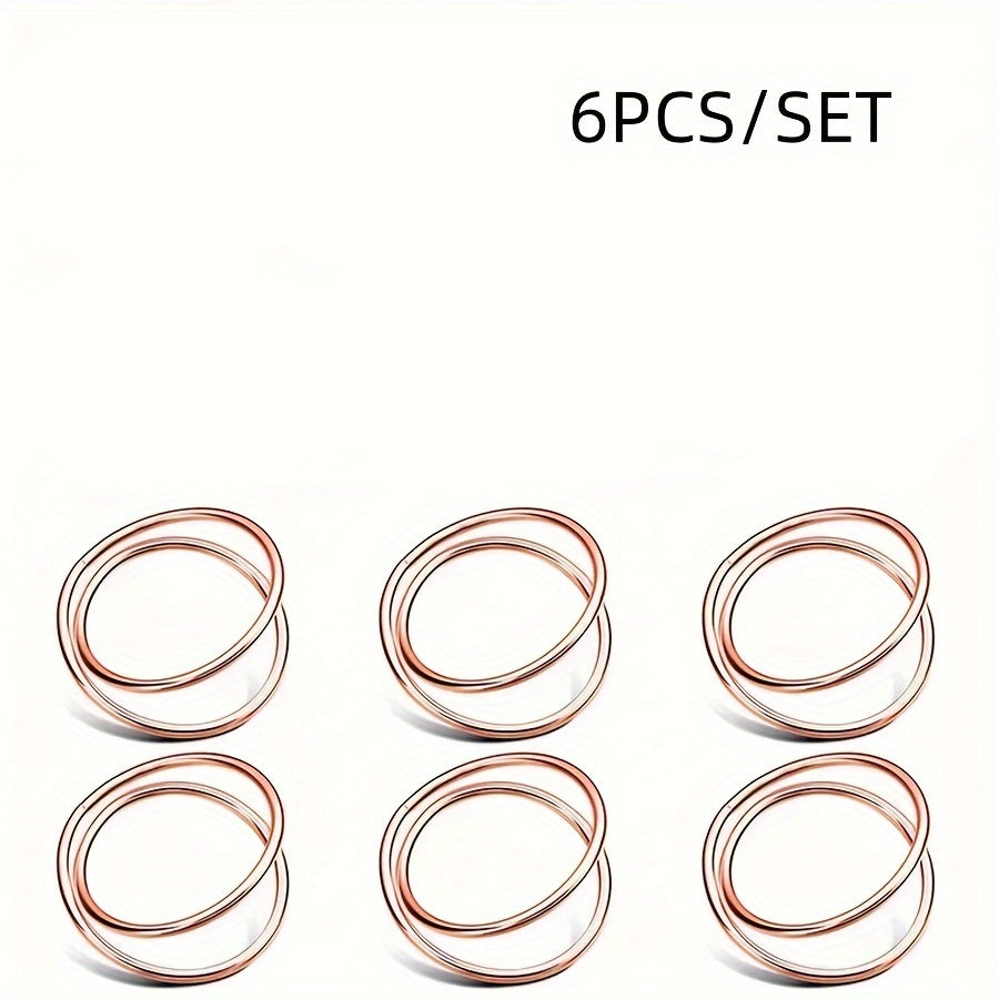 Set of Six Silver-Plated Corrugated Napkin Rings for Hotel and Restaurant Use