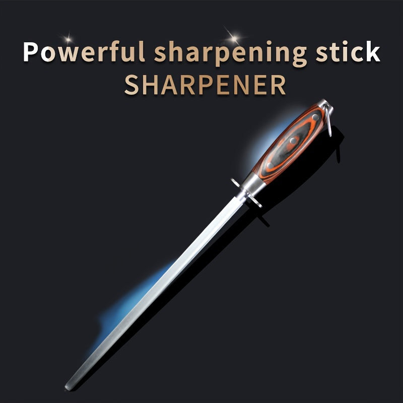 Manual Stainless Steel Knife Sharpener with Fine Grit Rod and Segmented Fixation