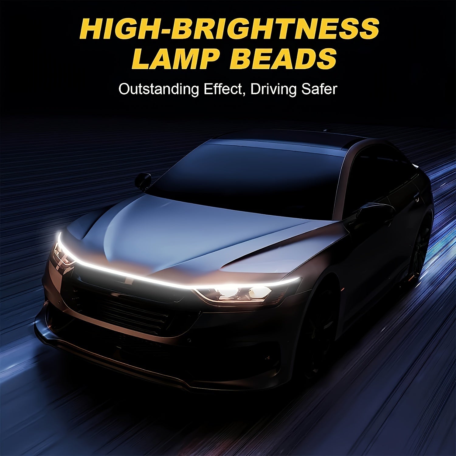 Car Hood Vent Light Neon Accent Strip Multicolor 60-Inch 12V Hardwired