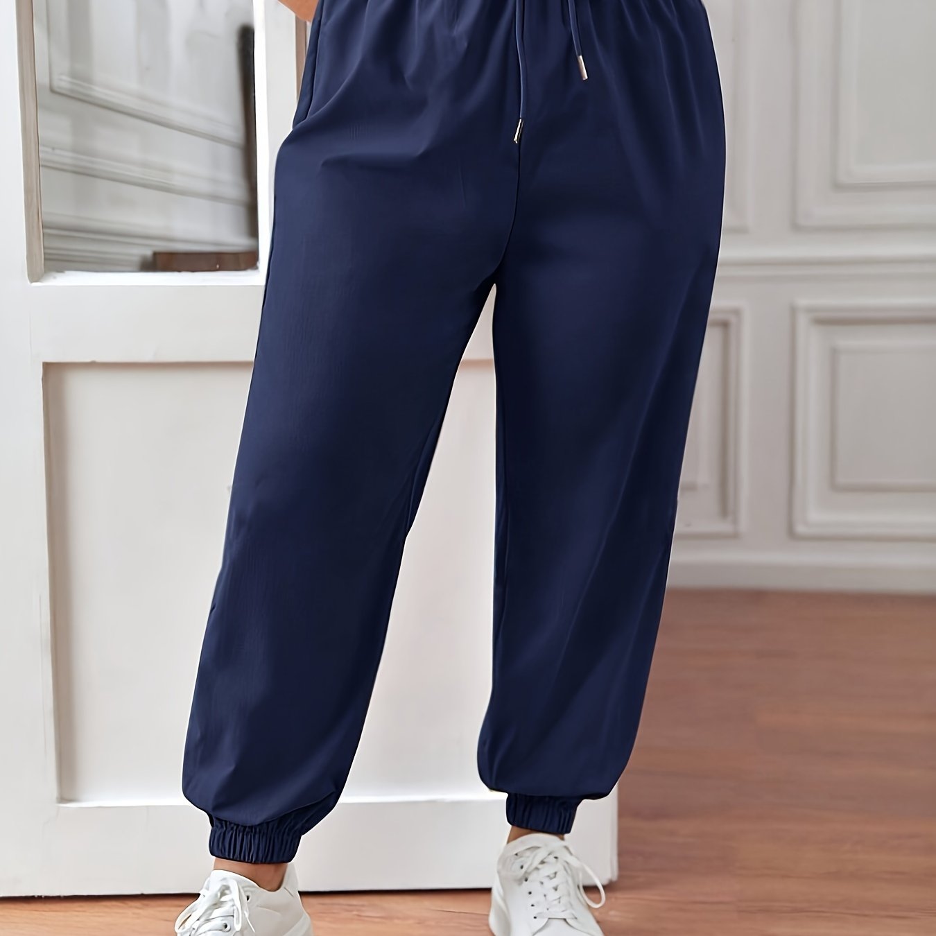 Pantalones joggers ajustados de talla grande para mujer, pantalones casuales con cordón para primavera y verano