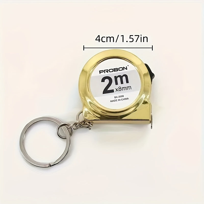 Steel Keychain Tape Measure 2 Meters Compact Portable Car Accessory