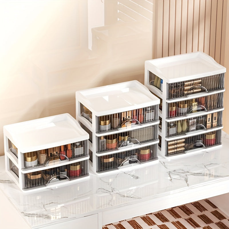 Transparent Stackable Jewelry and Cosmetic Organizer for Vanity Storage
