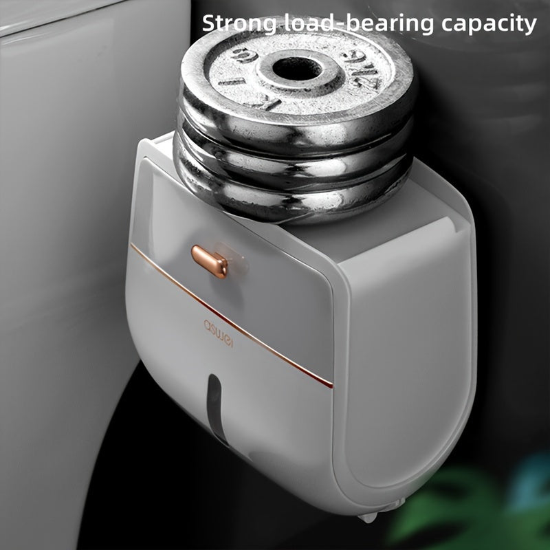 Wall-Mounted Tissue Box Holder Plastic Square Large Capacity No-Drill Installation Bathroom Decor