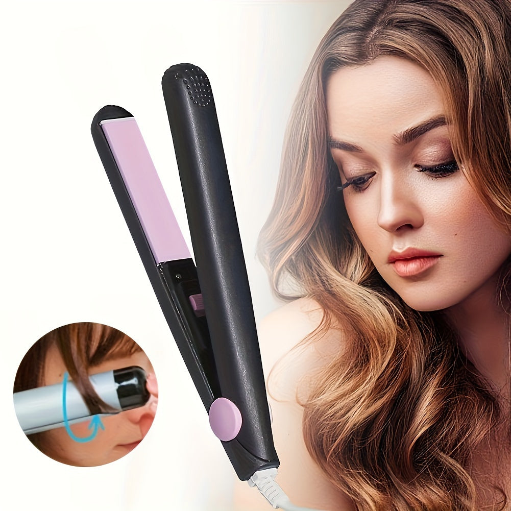 Ceramic Hair Straightener and Curler 2-in-1 Black Purple Anti-Scald 220V-240V