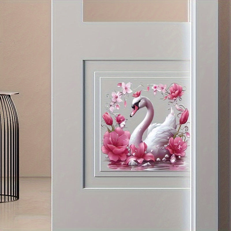 Swan Pattern Toilet Seat Sticker for Bathroom and Kitchen Decor
