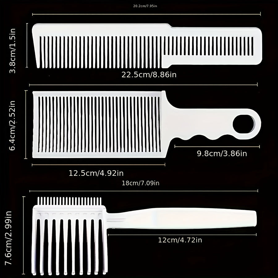 Juego de 3 peines de barbero, incluyendo peine para degradado, peine para flat top y peine de posicionamiento