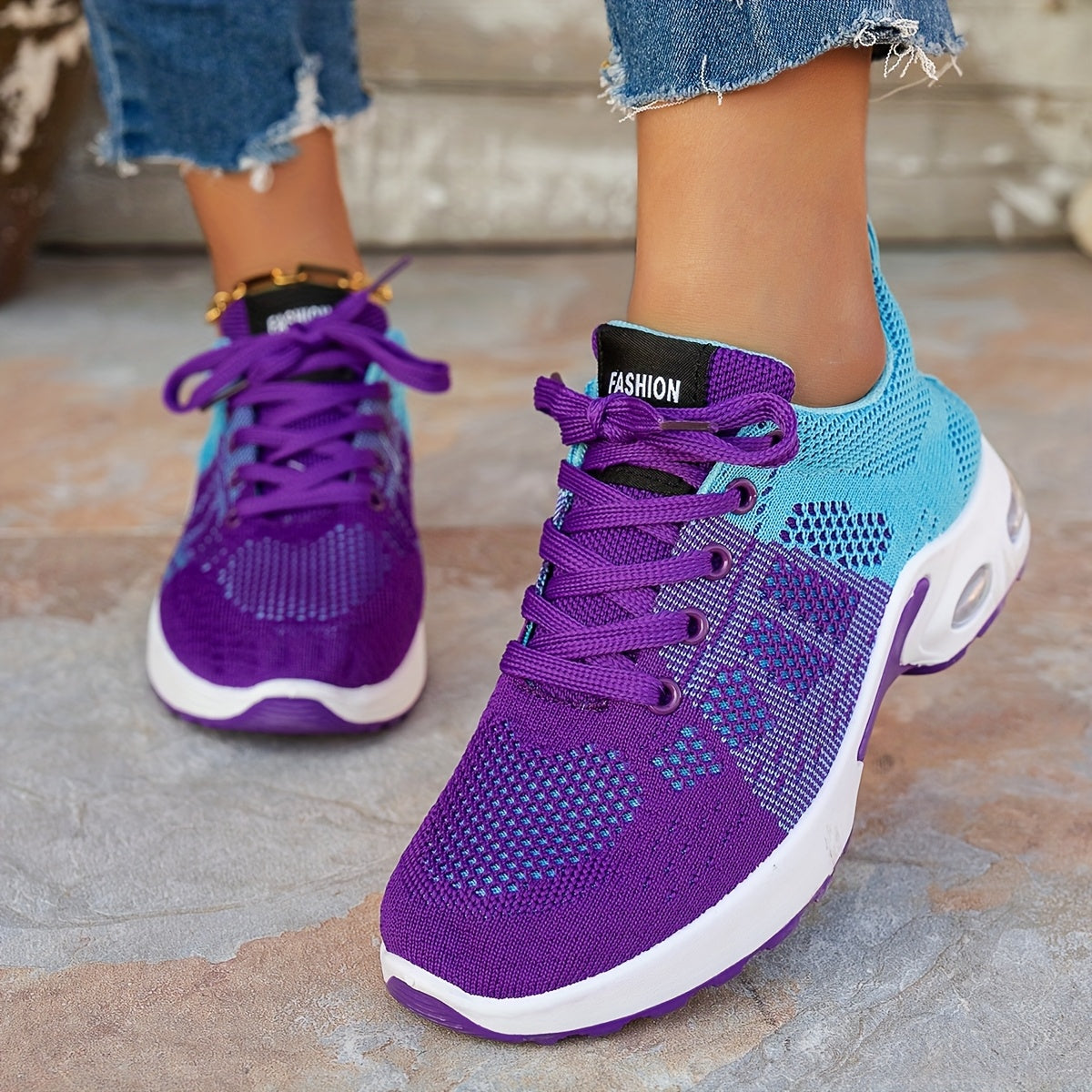 Women's Breathable Running Sneakers with Air Cushion Low-Top Tennis Shoes Black Pink