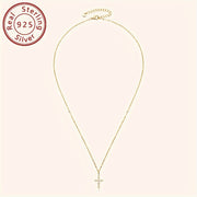 Sterling Silver Mozambique Stone Cross Necklace 40cm Pendant Jewelry