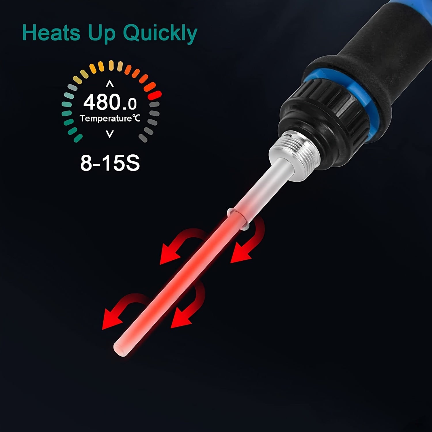 80W Adjustable Temperature Soldering Iron Kit with European Plug Blue Black Precision Tips Solder Paste