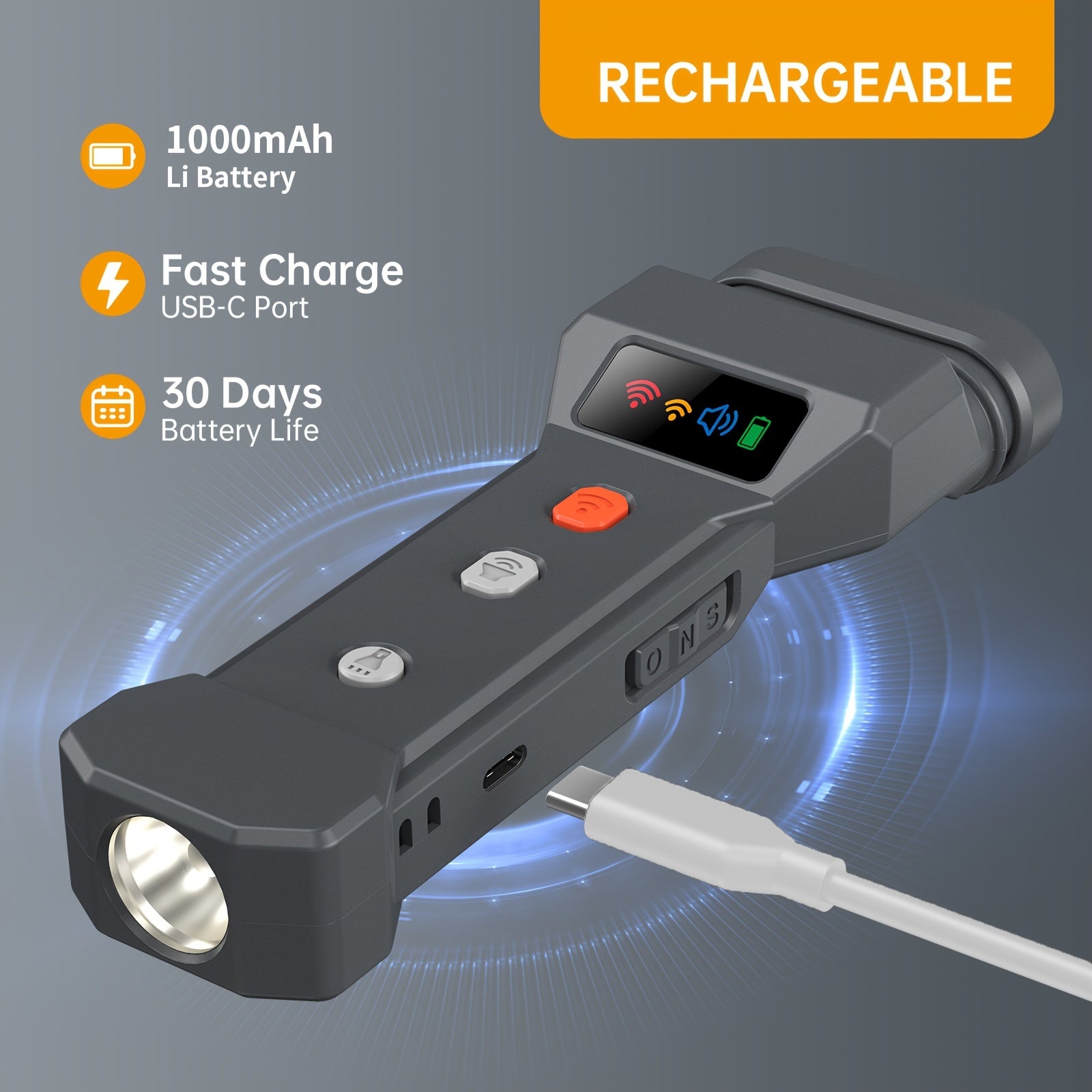 Dog Repeller with Soundwave Technology, 3 Emitters, Beep Sound and Flashlight for Outdoor Use