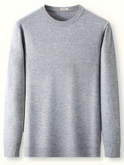 Men's Solid Color Knit Sweater Long Sleeve Crew Neck Fall Winter Casual