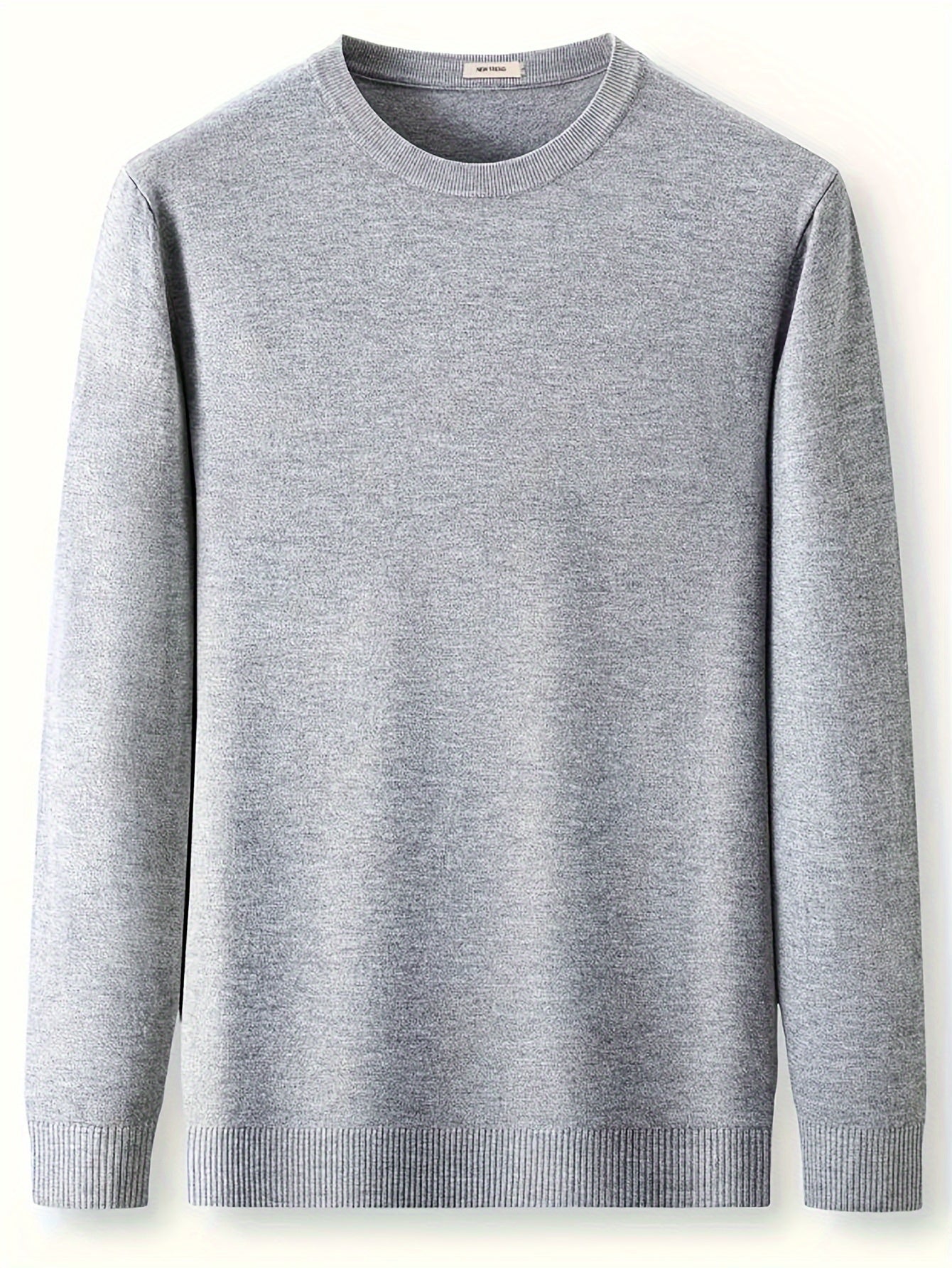 Men's Solid Color Knit Sweater Long Sleeve Crew Neck Fall Winter Casual