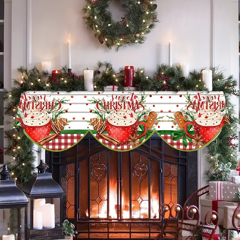Christmas Candy and Cup Fireplace Mantle Scarf 49.78cm x 199.9cm Holiday Decor