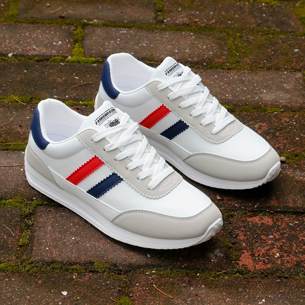 Men's Color Block Low Top Lace-Up Sneakers Casual Outdoor Shoes for Men