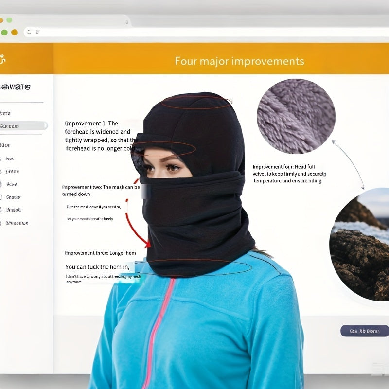 Winter Balaclava for Men Women 3-in-1 Fleece Face Mask with Ear Covers for Outdoor Activities