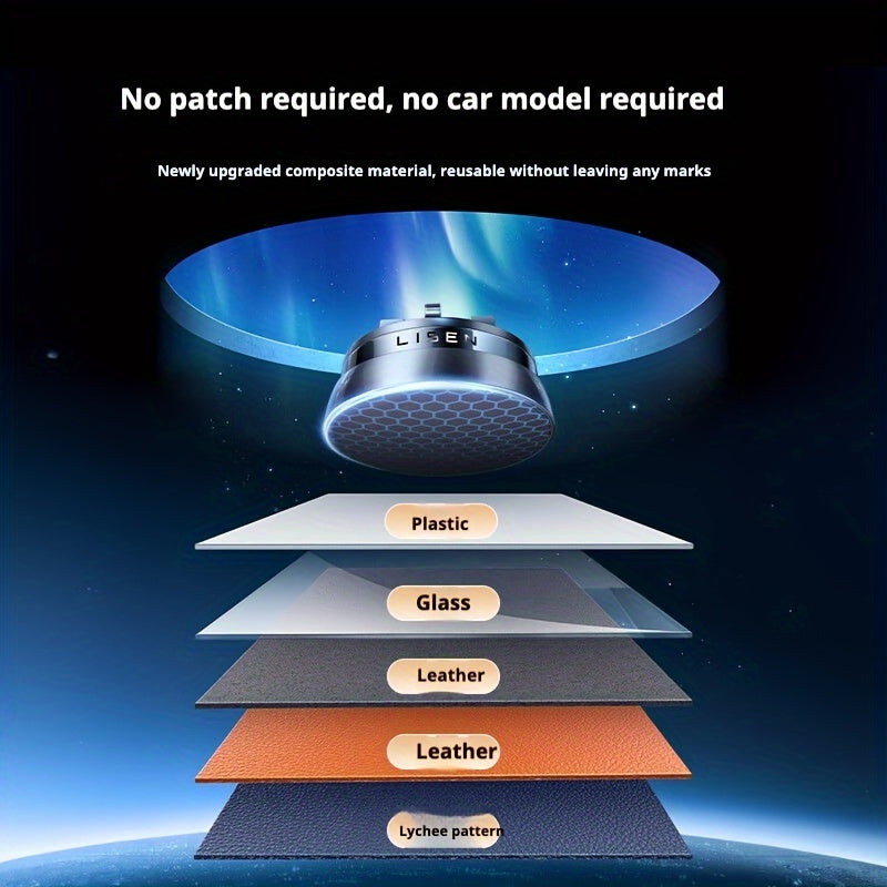 Rotatable Car Phone Holder with Strong Clamping Force Nano Silicone Base Waterproof Durable Metal Finish for iPhone Samsung