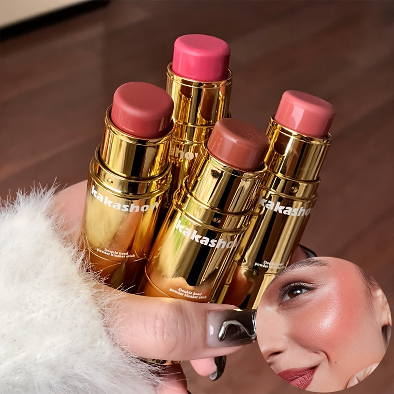 Women Waterproof Dual-Ended Blush Stick with Matte Finish Buildable Colors