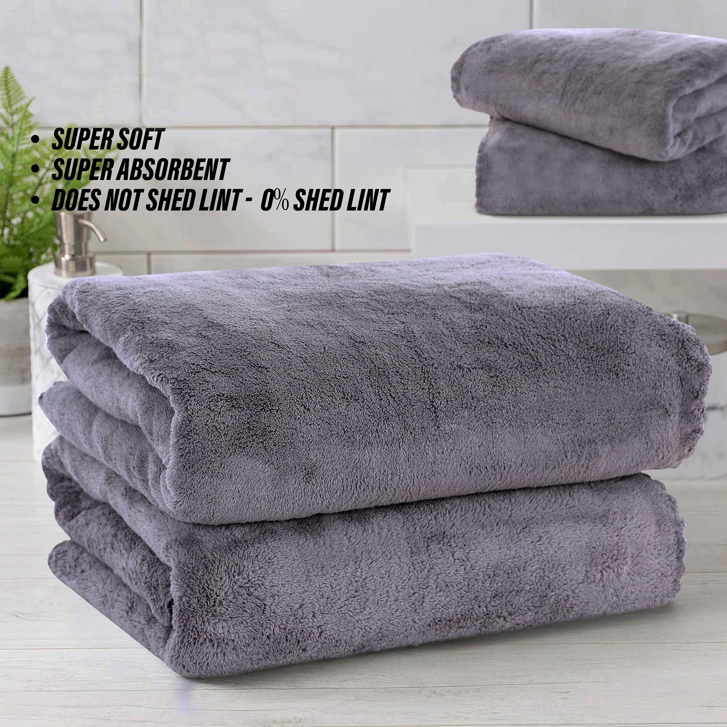 2-Piece Polyester Coral Velvet Bath Towel Set Highly Absorbent Soft for Bathroom Fitness Travel