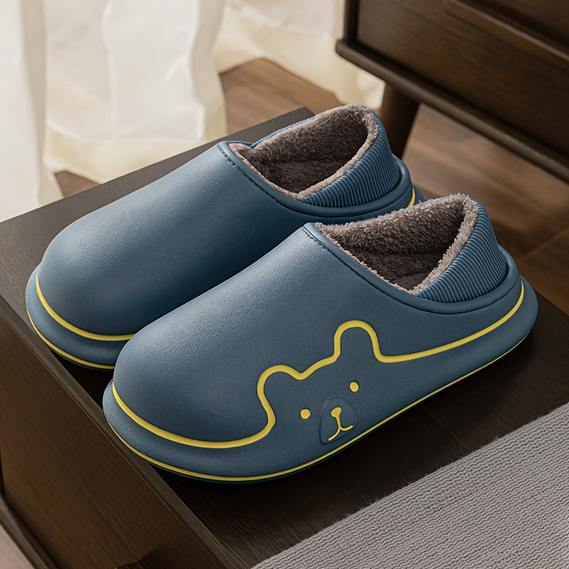 Women's EVA Slip-On House Shoes with Bear Face Design, Non-Slip Sole