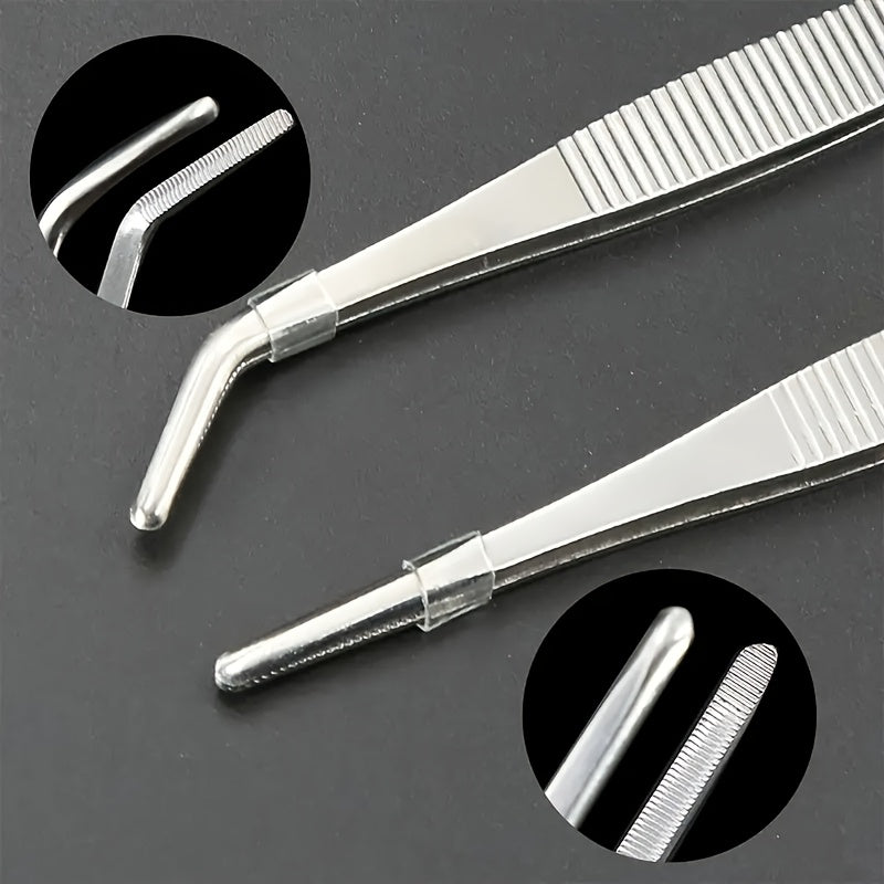 2pc Stainless Steel Tweezers Set for Cooking Grilling Bonsai Jewelry Making Long Durable Anti-Slip