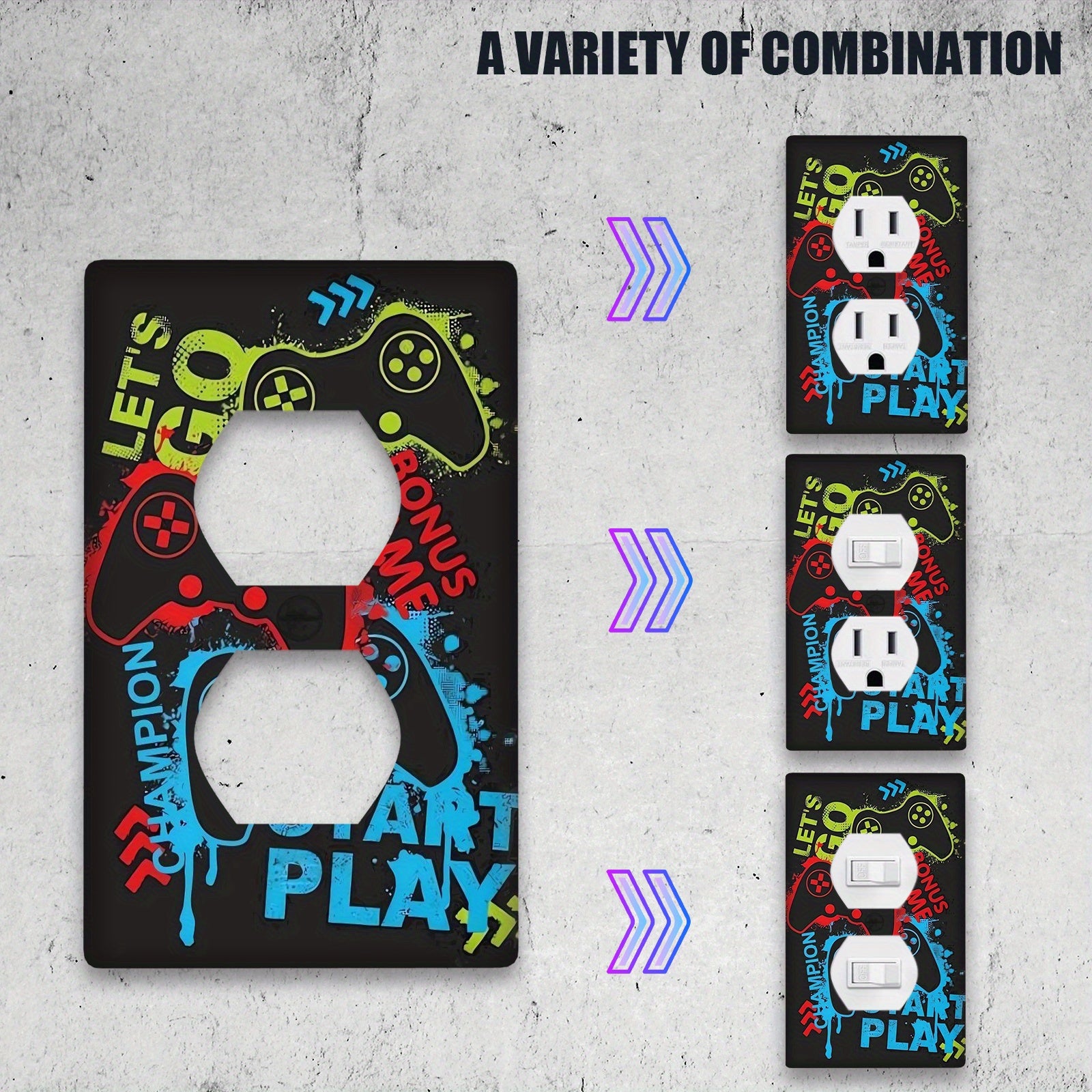 1 ta video o'yin mavzusidagi yoritgich qopqog'i o'yin xonasi dekoratsiyasi uchun, batareya kerak emas, tozalash oson - Yagona yoki ikki gang mavjud - 1 ta to'plam.