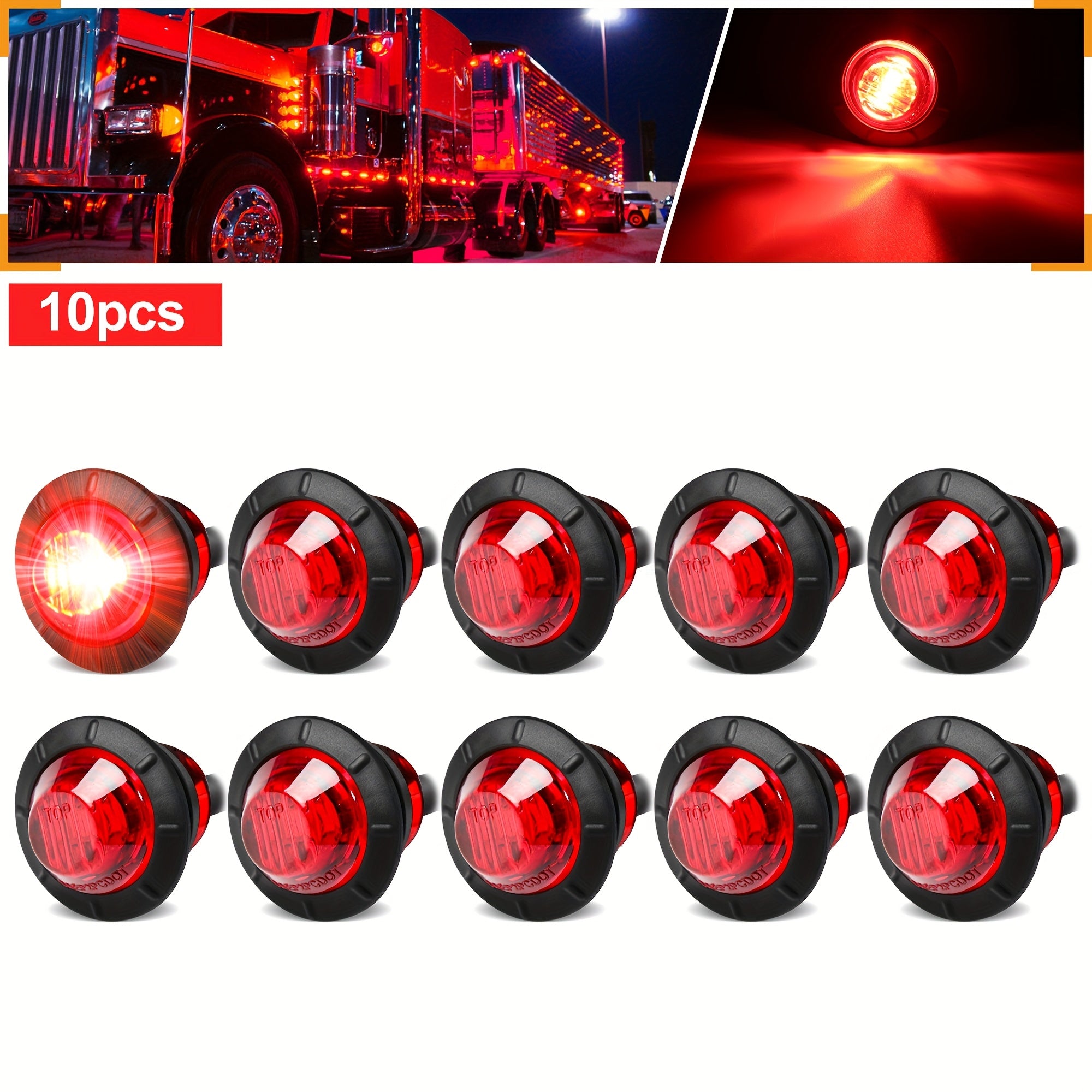 10 Pcs DC 12V Mini Round LED Flush Mount Indicator Lights for Car Boat Caravan
